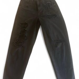 American Eagle Outfitters Black Distressed Straight Leg Jeans
